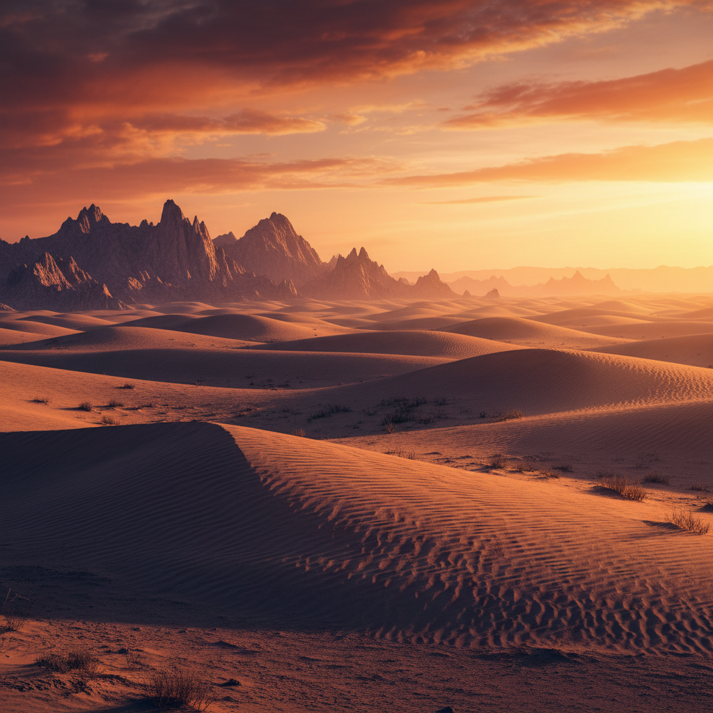 Desert landscape with dramatic sky for Dune movie