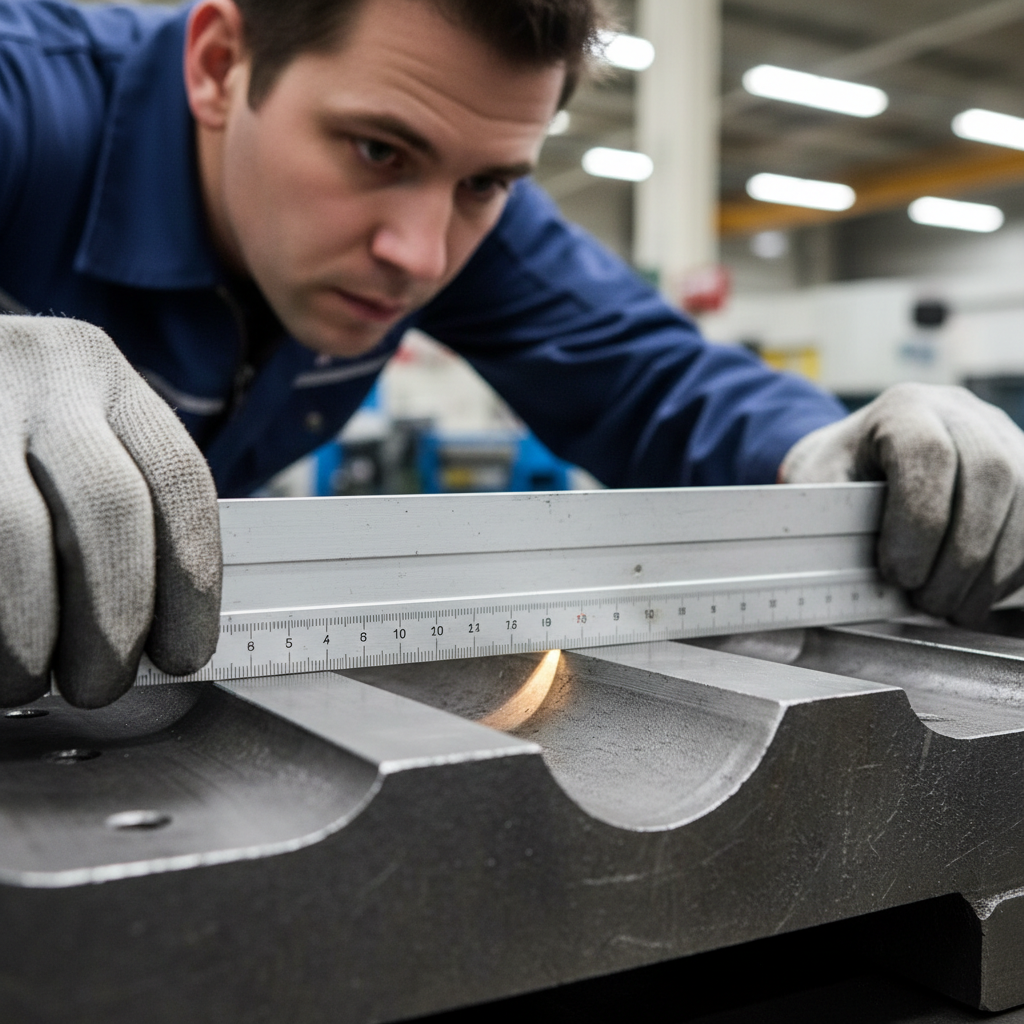 Engineer conducting post-lay inspection with straight-edge measurement tool