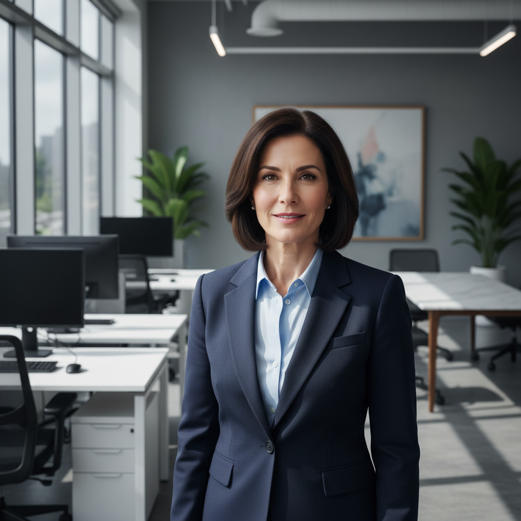 Woman with confident expression, professional setting