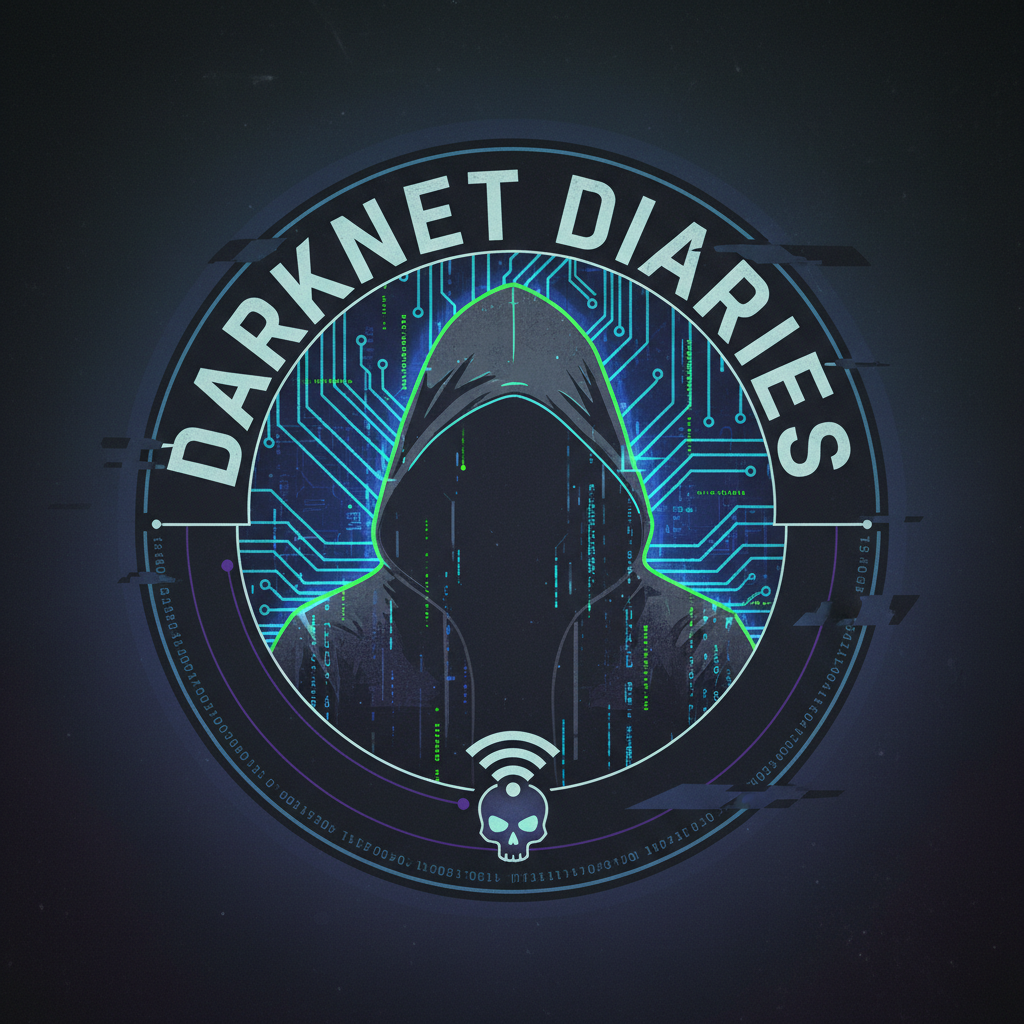 Cybersecurity themed dark image for Darknet Diaries episode