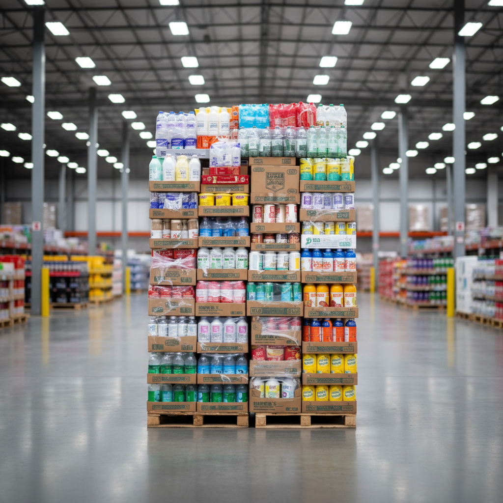 FMCG distribution warehouse with packaged goods