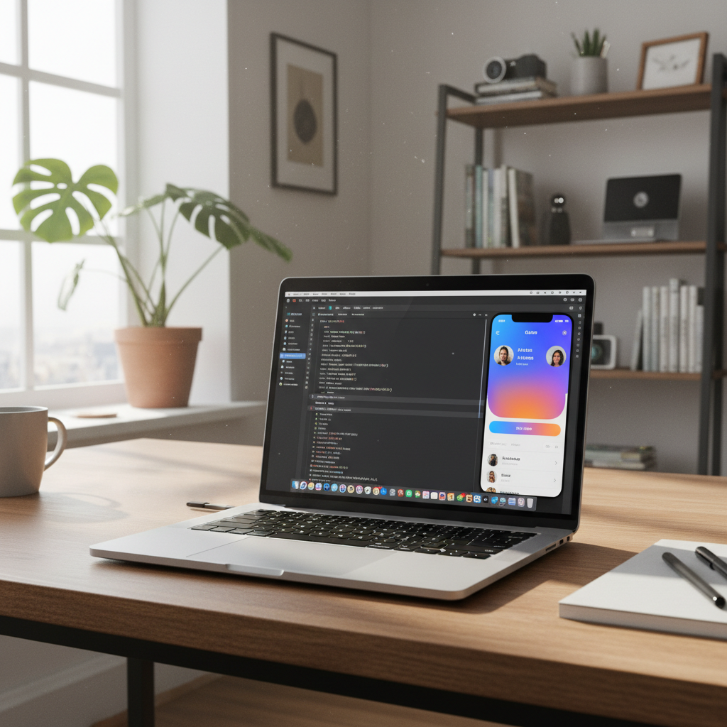 iPhone app development with Swift code on MacBook