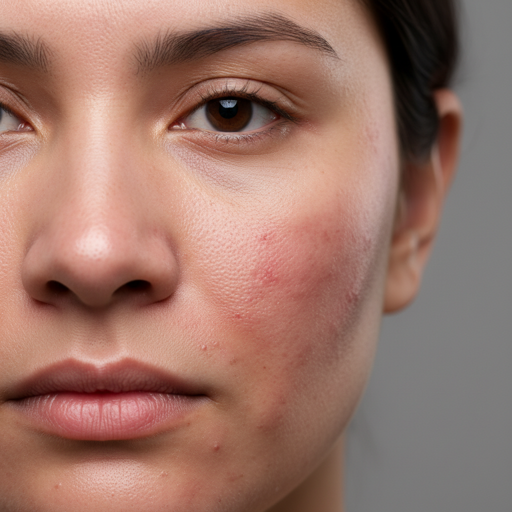 Portrait before chemical peel treatment in neutral light