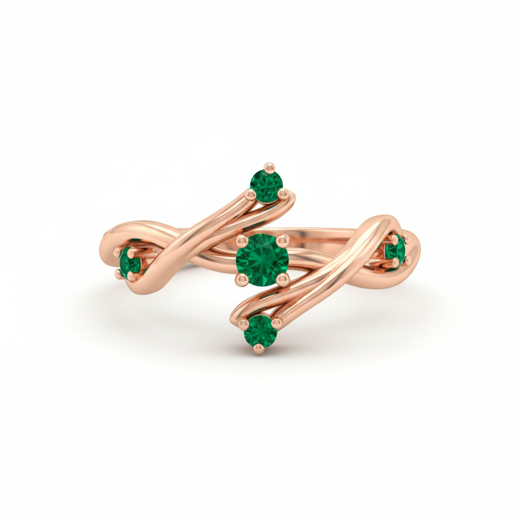 Emerald and gold cocktail ring with deep green gemstone