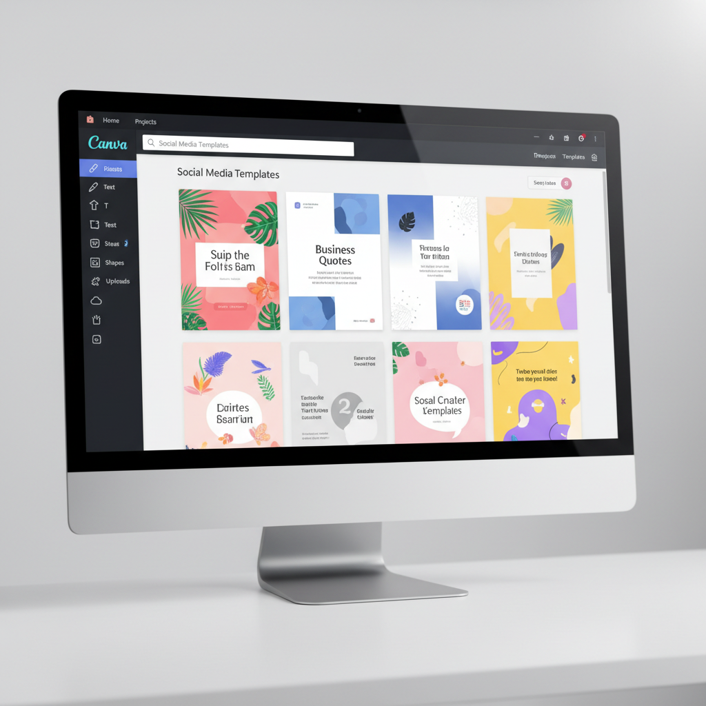 Canva design workspace with branded social media graphics being created
