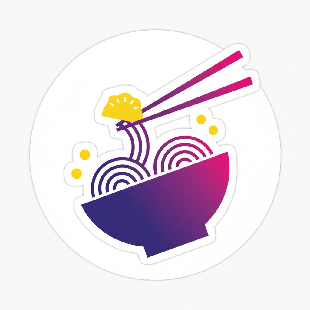 High contrast food pin with electric violet gradient and dynamic composition