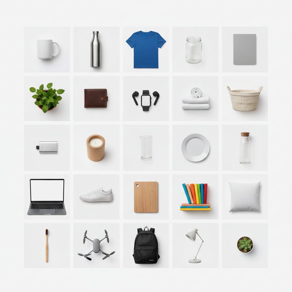 Old flat Instagram grid showing generic product photos with no visual identity