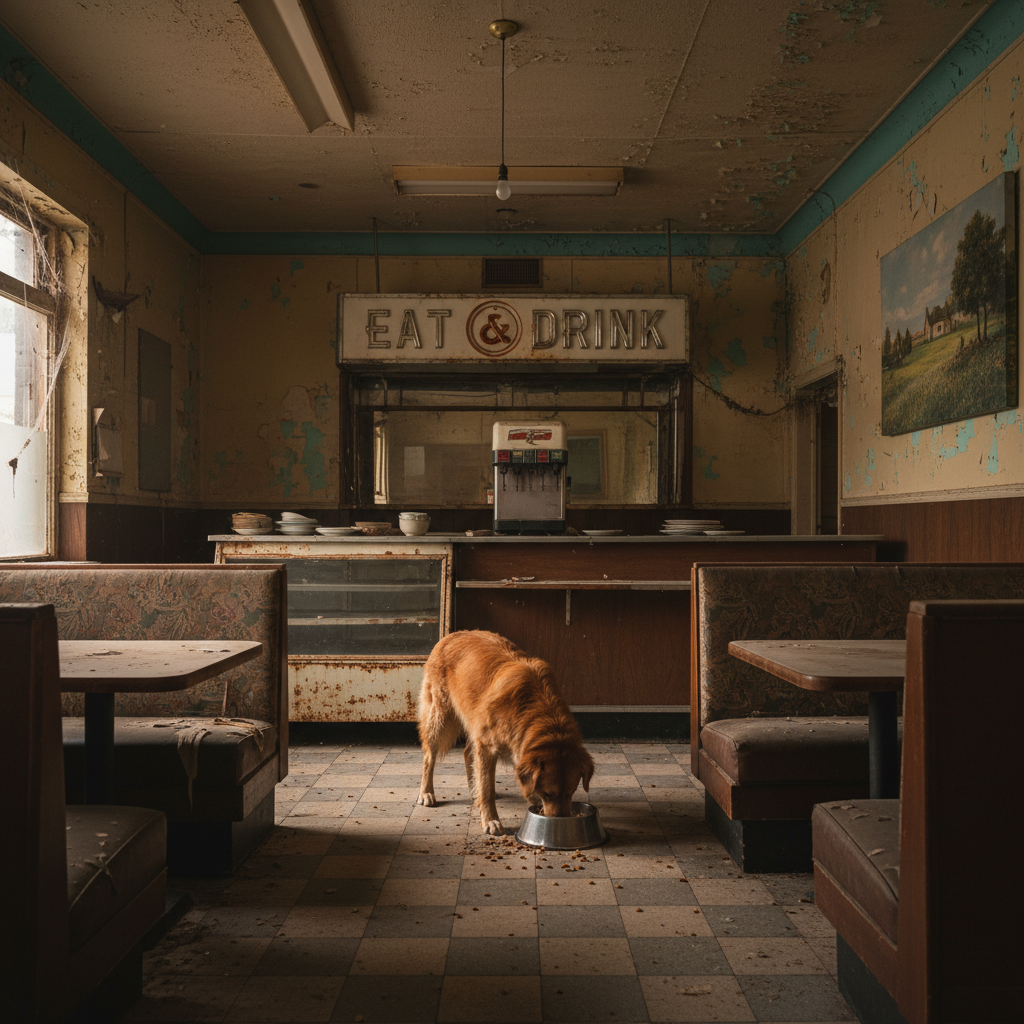 Marigold Eats old restaurant interior with outdated signage and branding