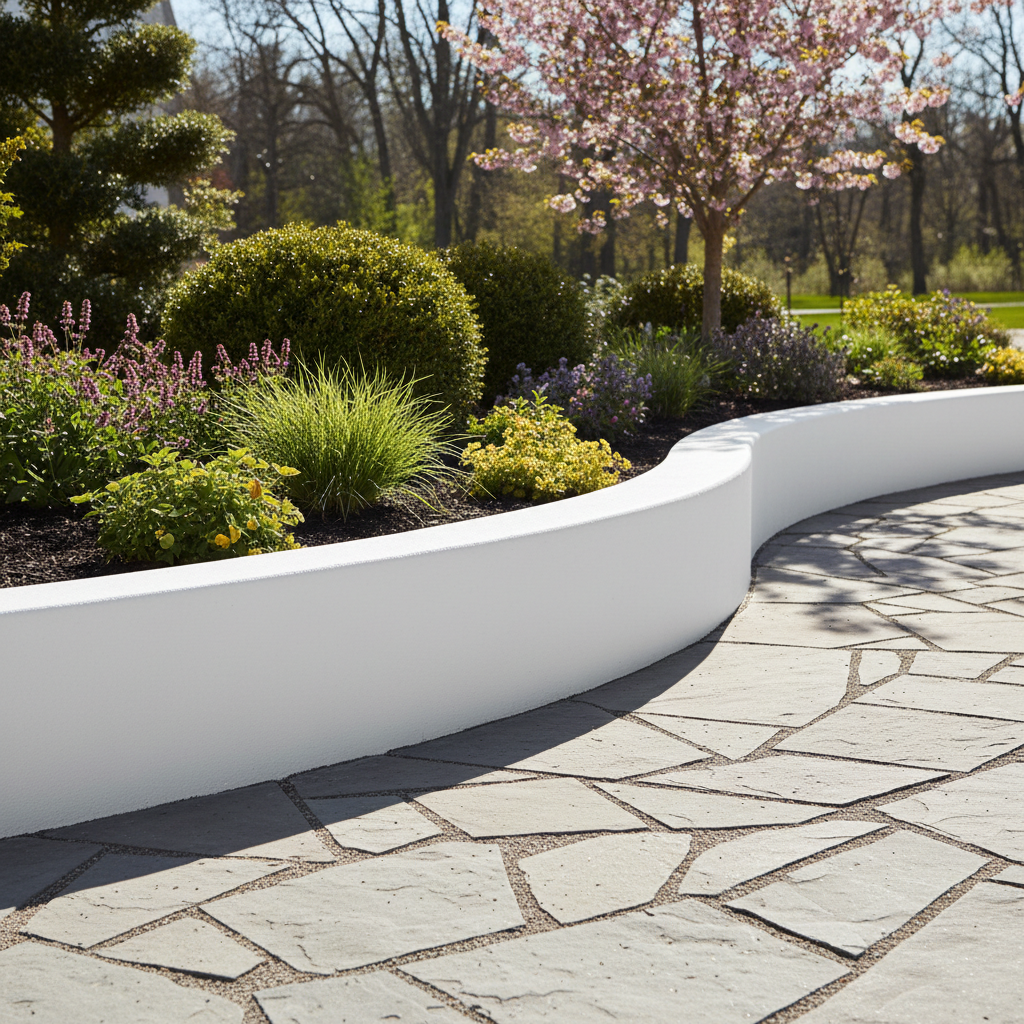 Borduri din beton alb pentru delimitare alei și grădini