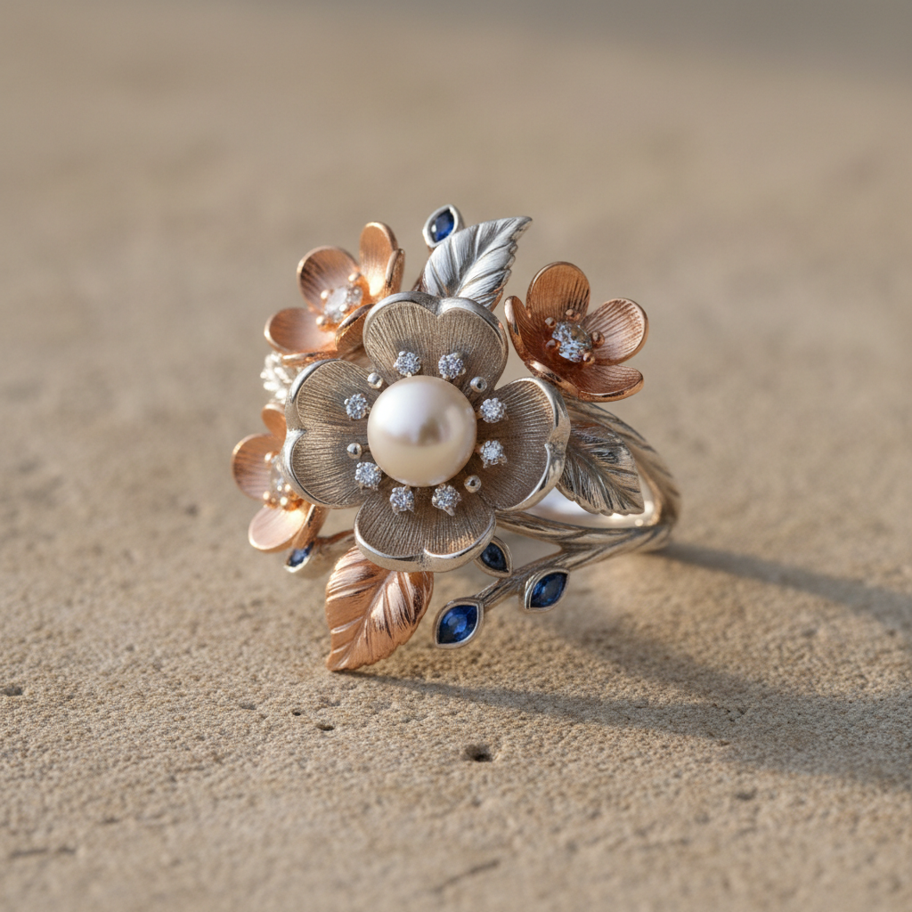 Silver Flora Grace Ring - handcrafted 92.5 oxidised silver jewellery by Swariva