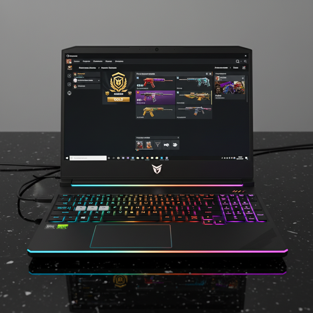 High-performance gaming laptop with RGB keyboard and powerful graphics display