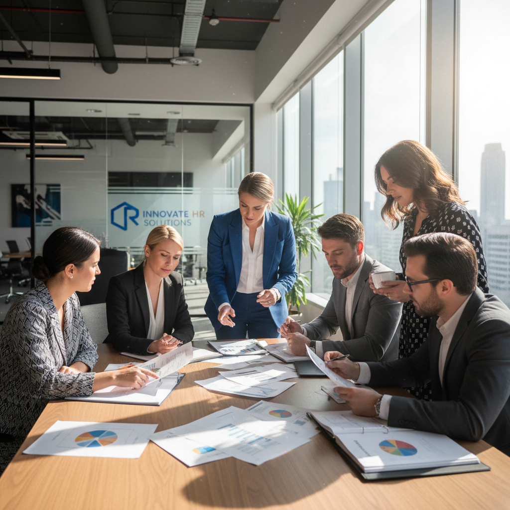HR and payroll team reviewing employee compensation documents