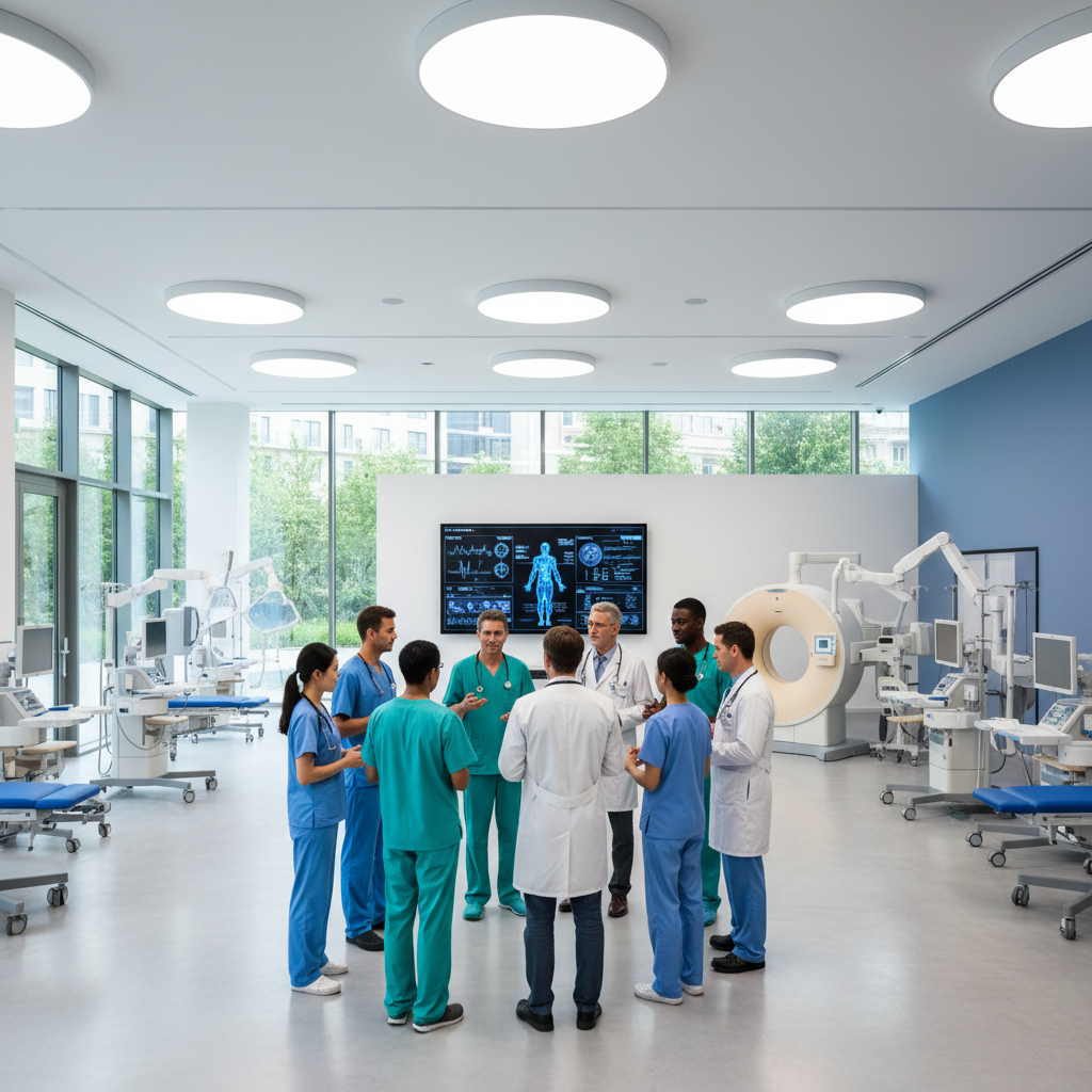 Medical team collaborating in a modern clinic
