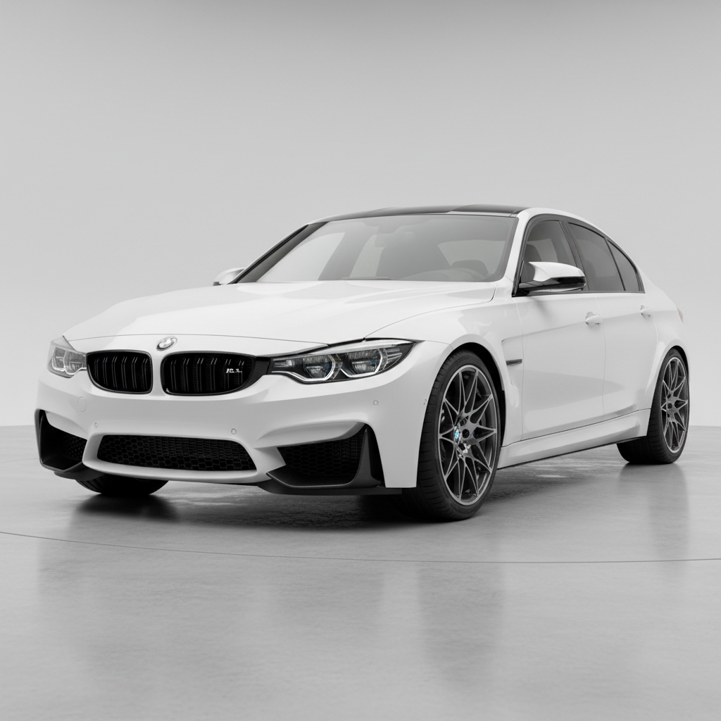 BMW M3 in original white factory paint before vinyl wrap