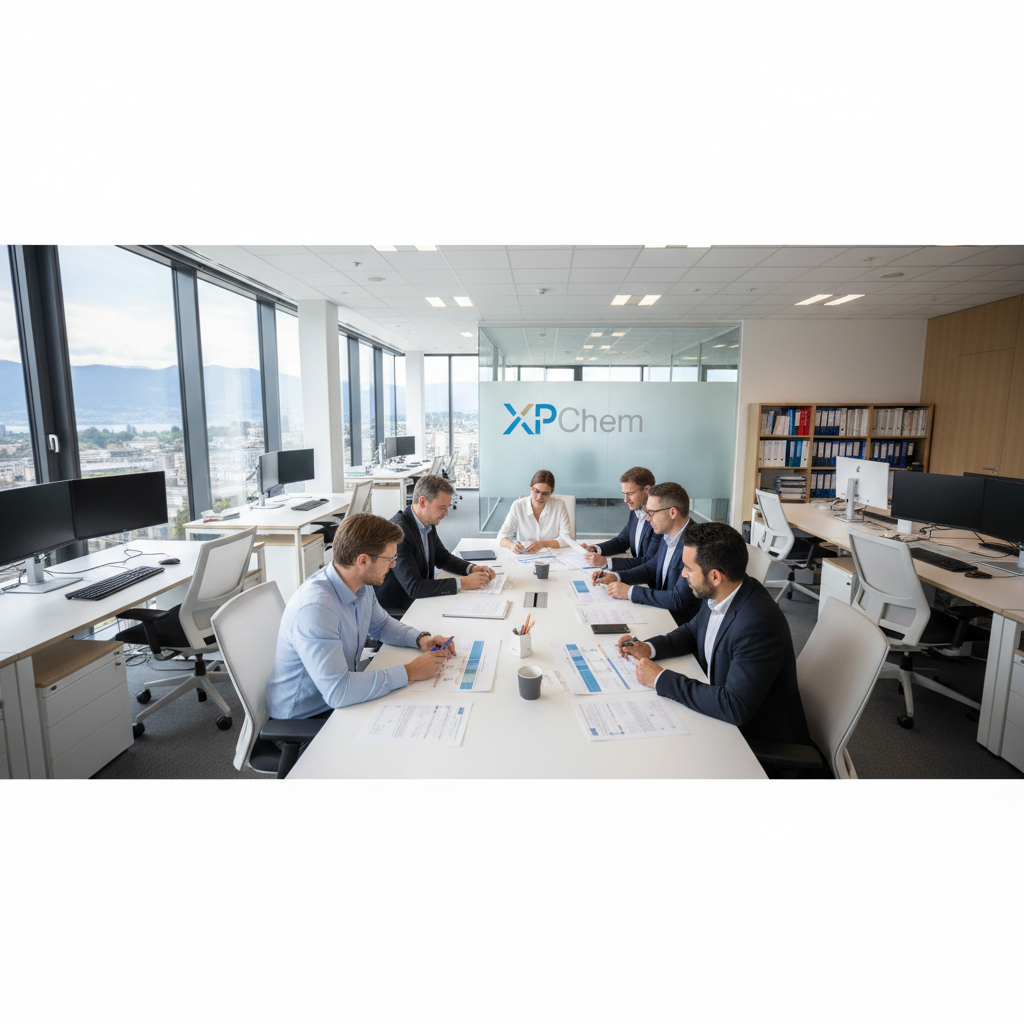 XPCHEM inspection office in Geneva Switzerland with professional team reviewing compliance standards