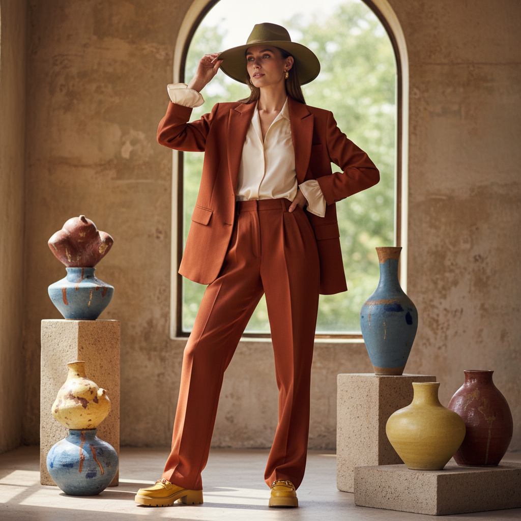 Fashion model with intentional composition and color story