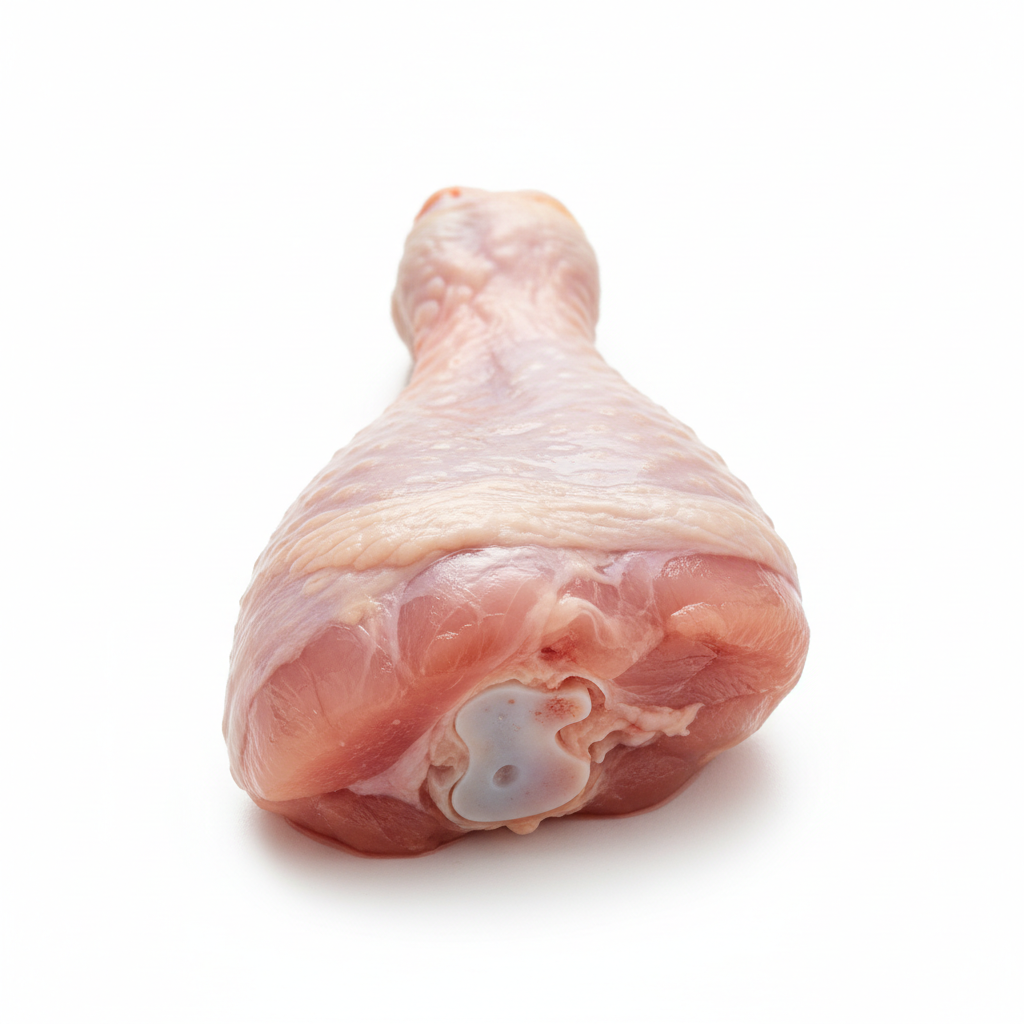 Raw chicken wings arranged on white background under bright studio lighting, pale skin with natural colour