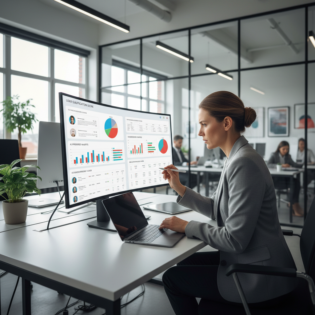Sales pipeline dashboard showing AI qualification scores and lead prioritization workflow
