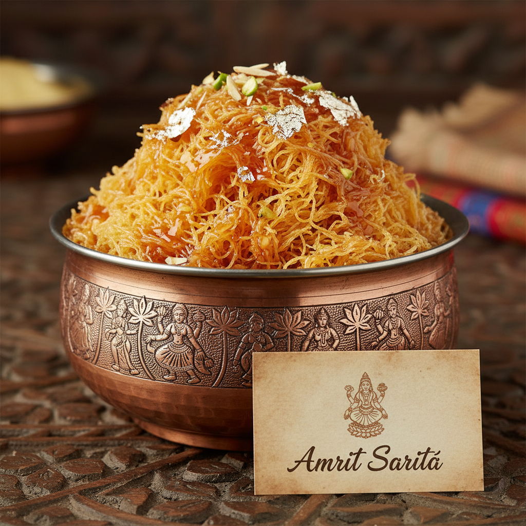 Sita Bhog — Thread-thin rice flour strands, soaked in syrup, named for a goddess.