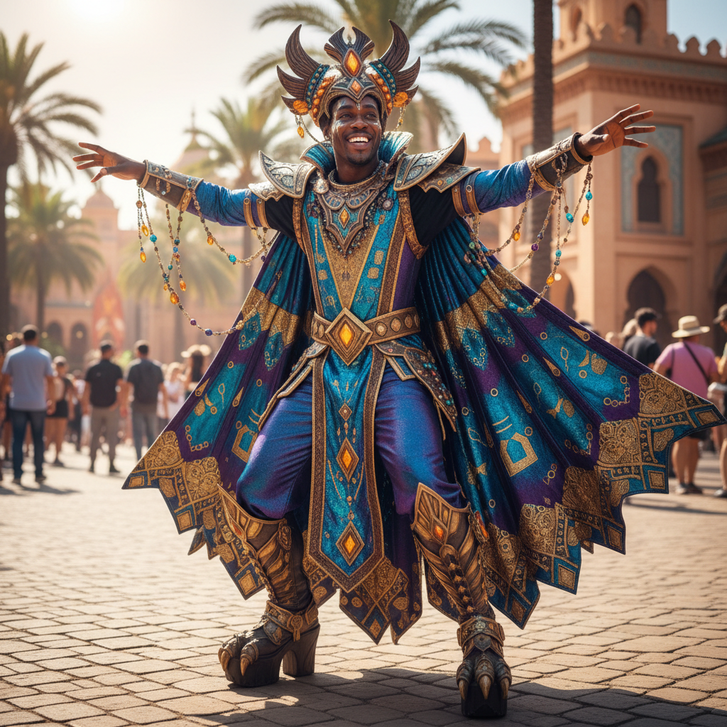 Devon Calloway, African American man in creative attire, Los Angeles costume enthusiast