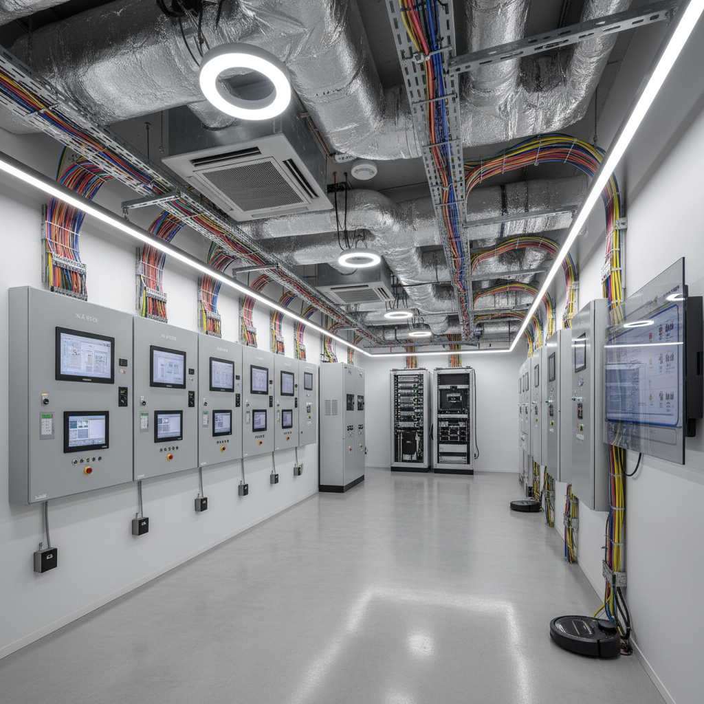 Smart home technology integration showing automated lighting and climate control systems