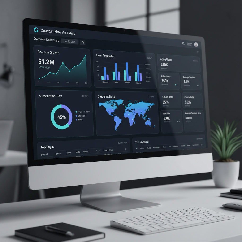 Modern website dashboard with analytics charts and clean UI design
