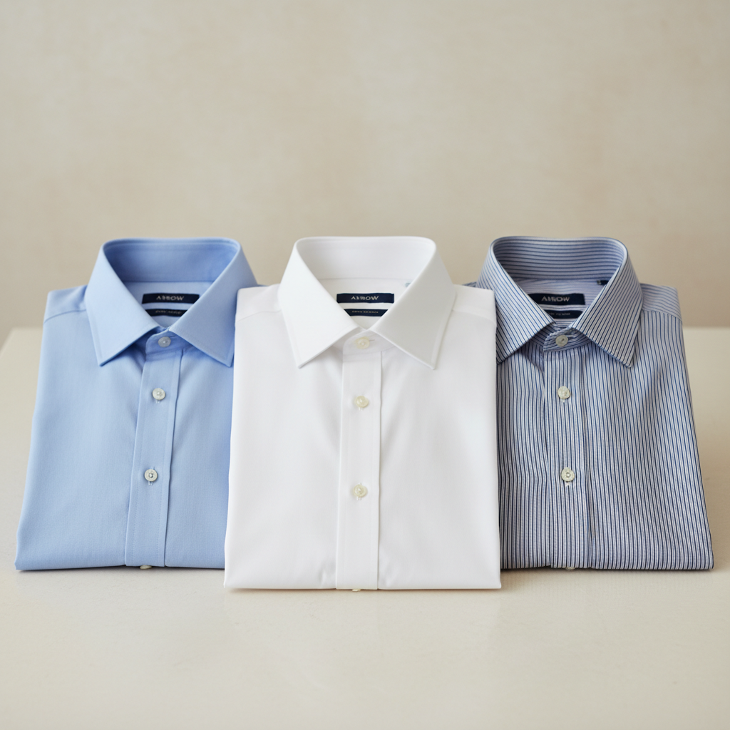 Light blue formal shirt folded on white background
