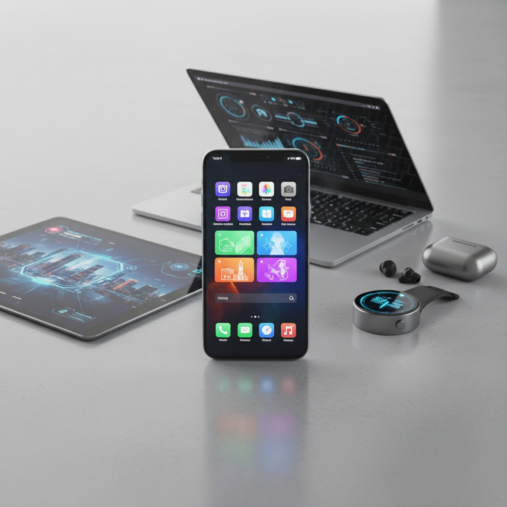 Modern laptop and technology equipment representing various device types