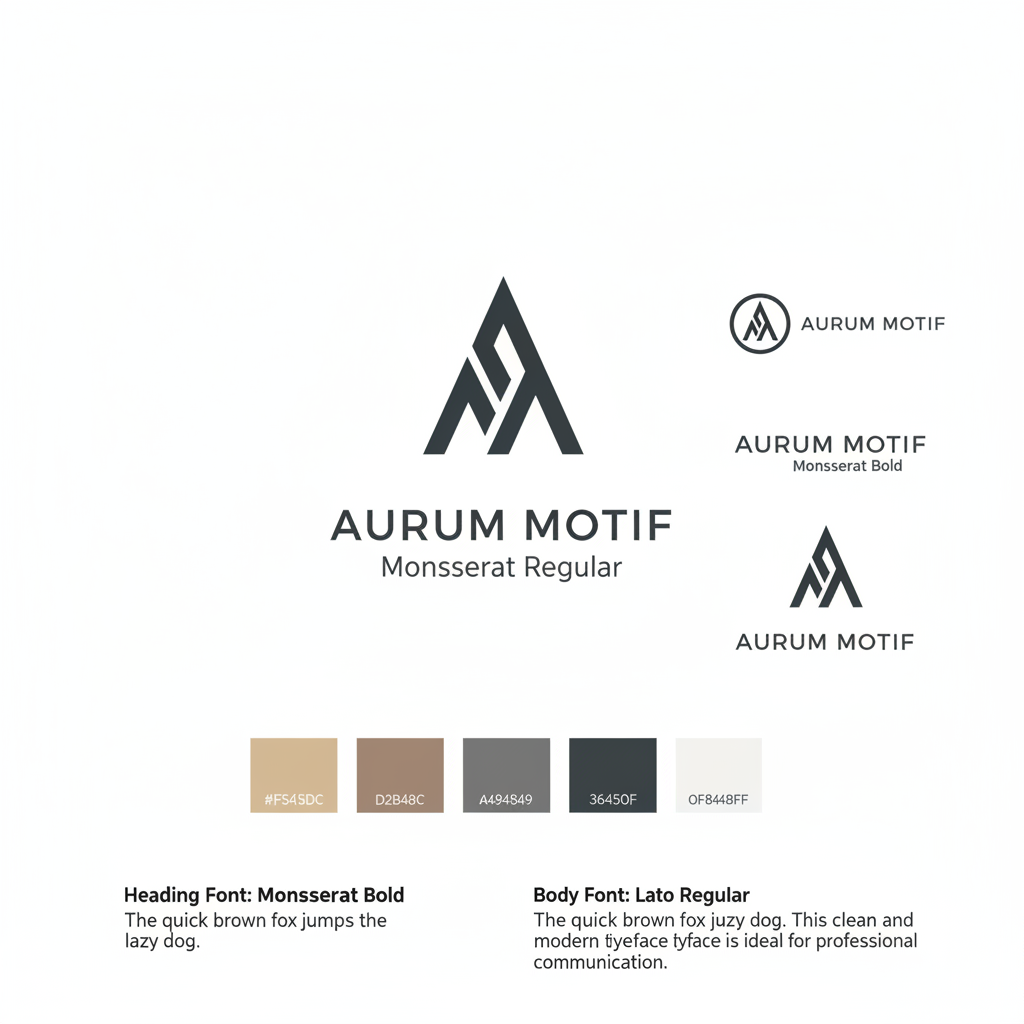 Complete brand identity package with logo variations, color palette, and typography samples