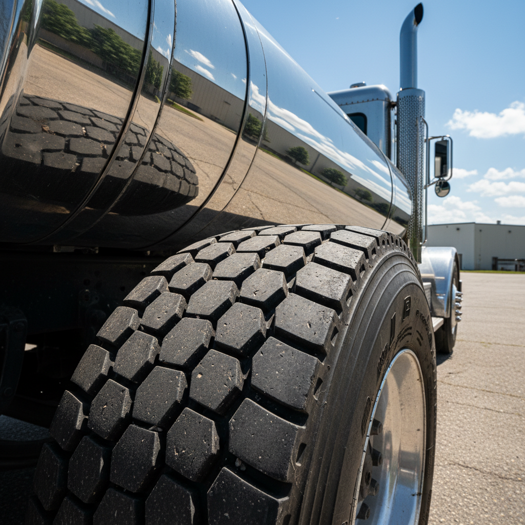 Clean polished semi-truck after washing