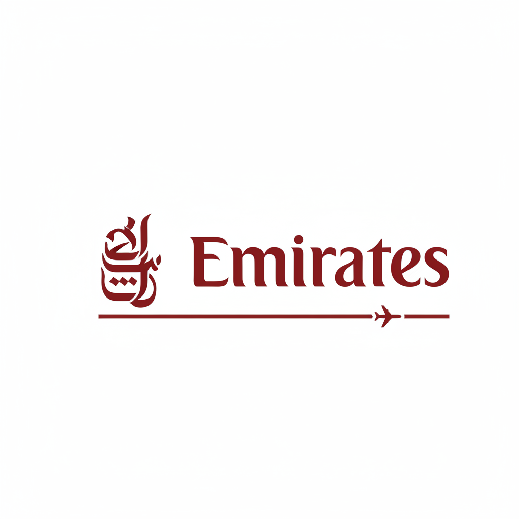 Emirates Airlines logo with red and white branding on airplane tail