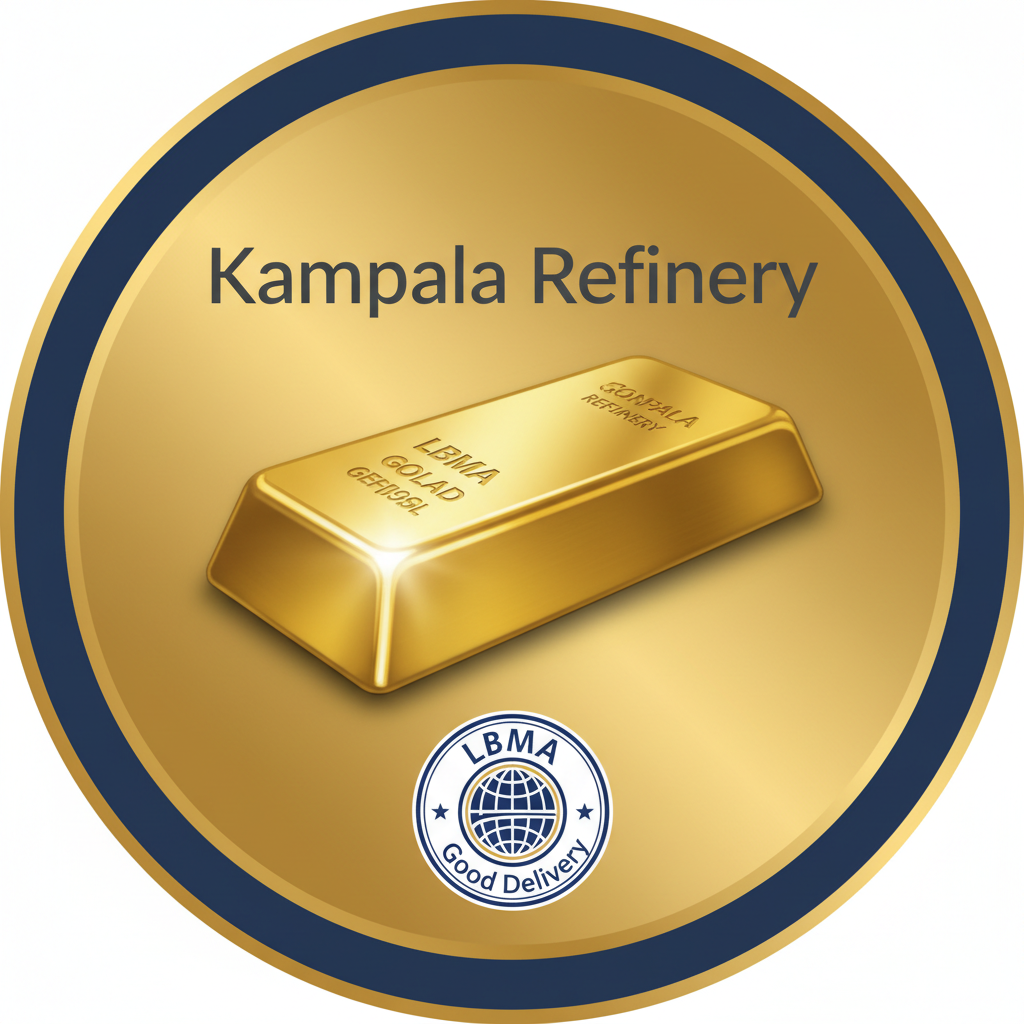 Kampala Refinery logo with modern gold bar design and LBMA certification mark