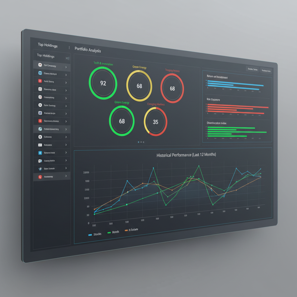 資產管理儀表板顯示私募股權及對沖基金投資組合分析
