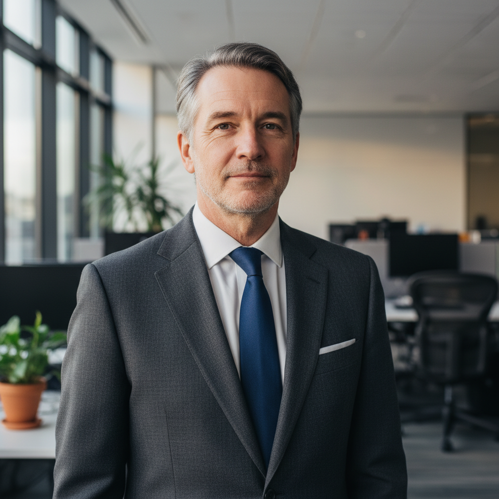 Middle aged man in grey suit