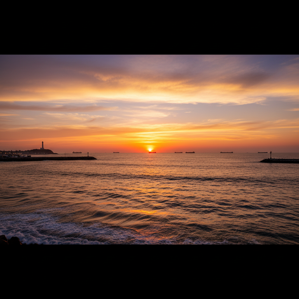 Vista panorámica del mar y atardecer en el Puerto de Mazatlán Sinaloa