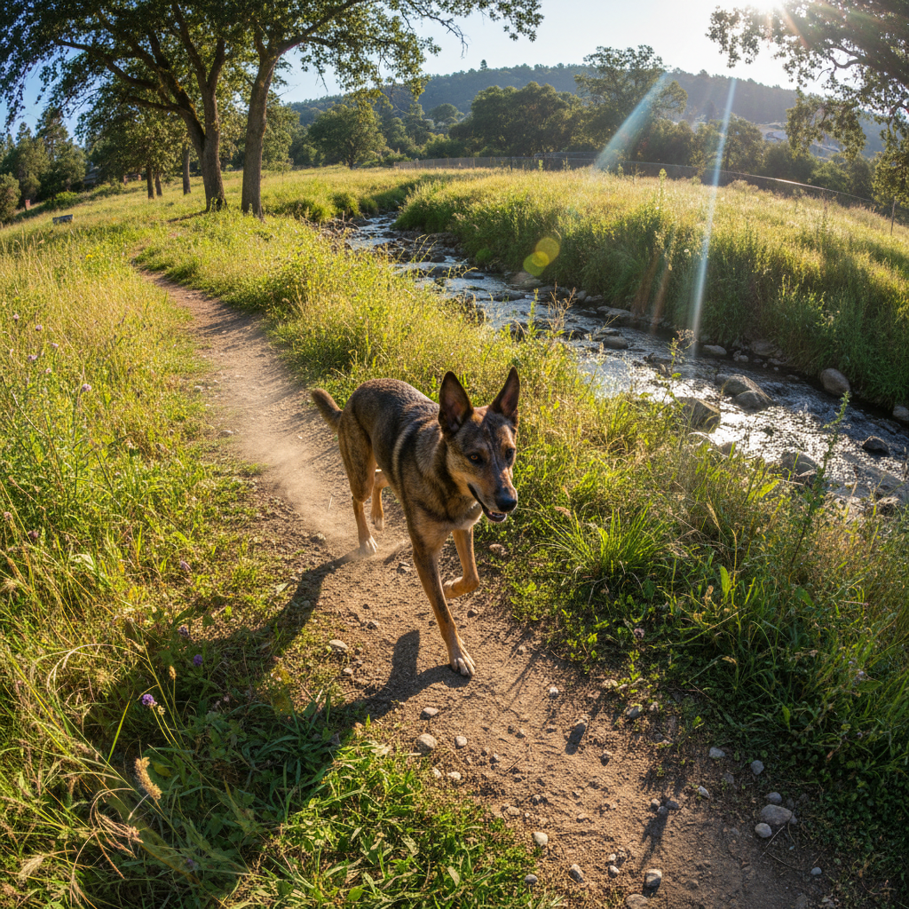 Kelpie mix on the dog walk contact zone