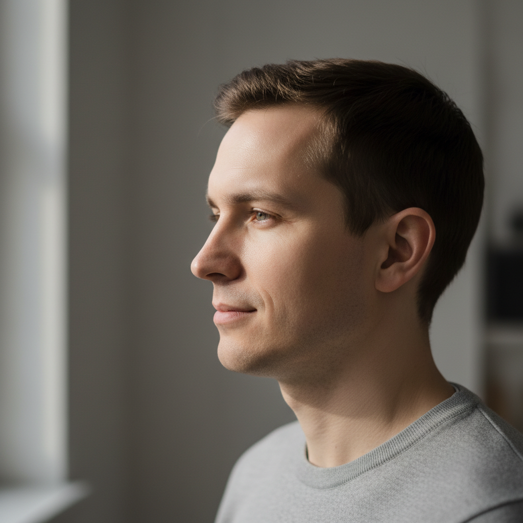 Profile photo of a man with dark hair looking to the side