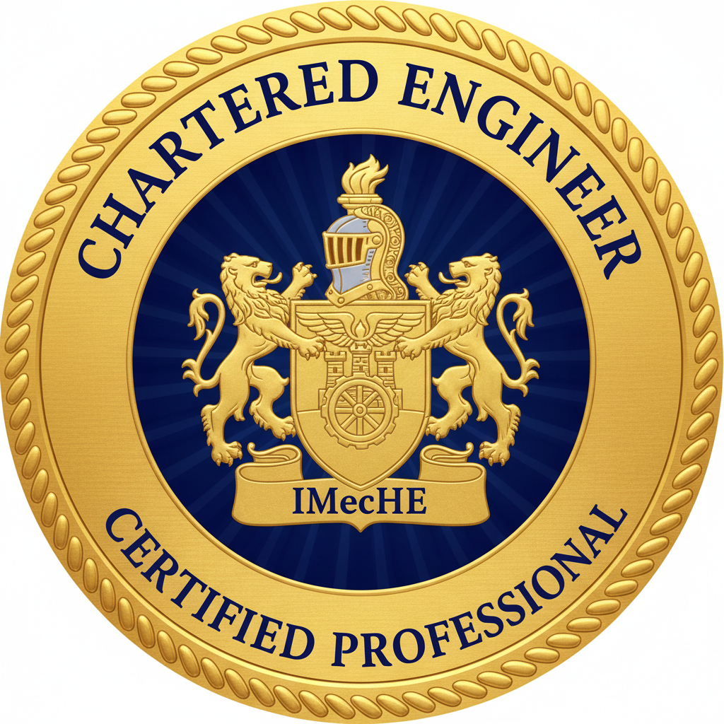 IMechE Chartered Engineer certification badge with gold seal