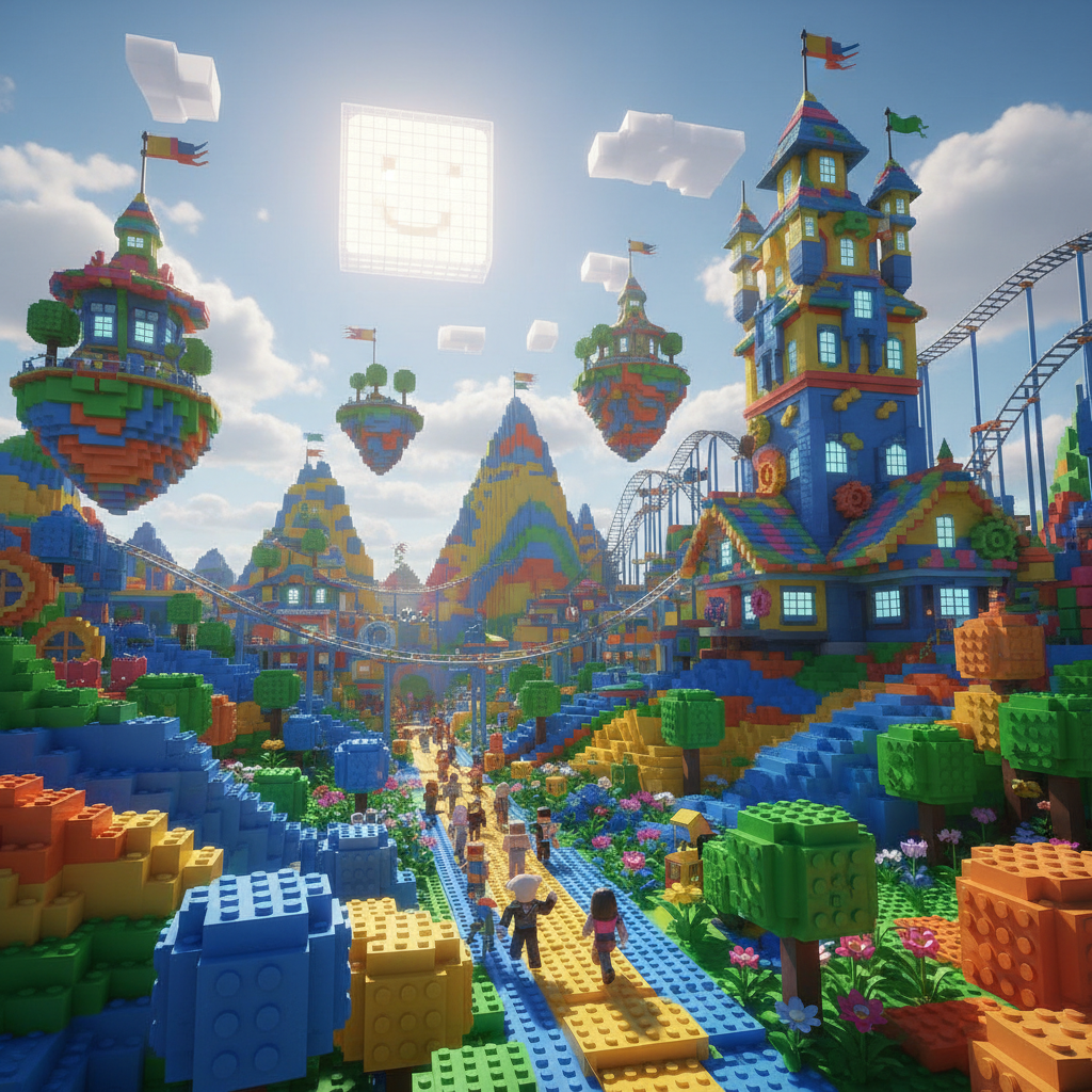 Colorful Roblox game characters in an action-packed virtual world