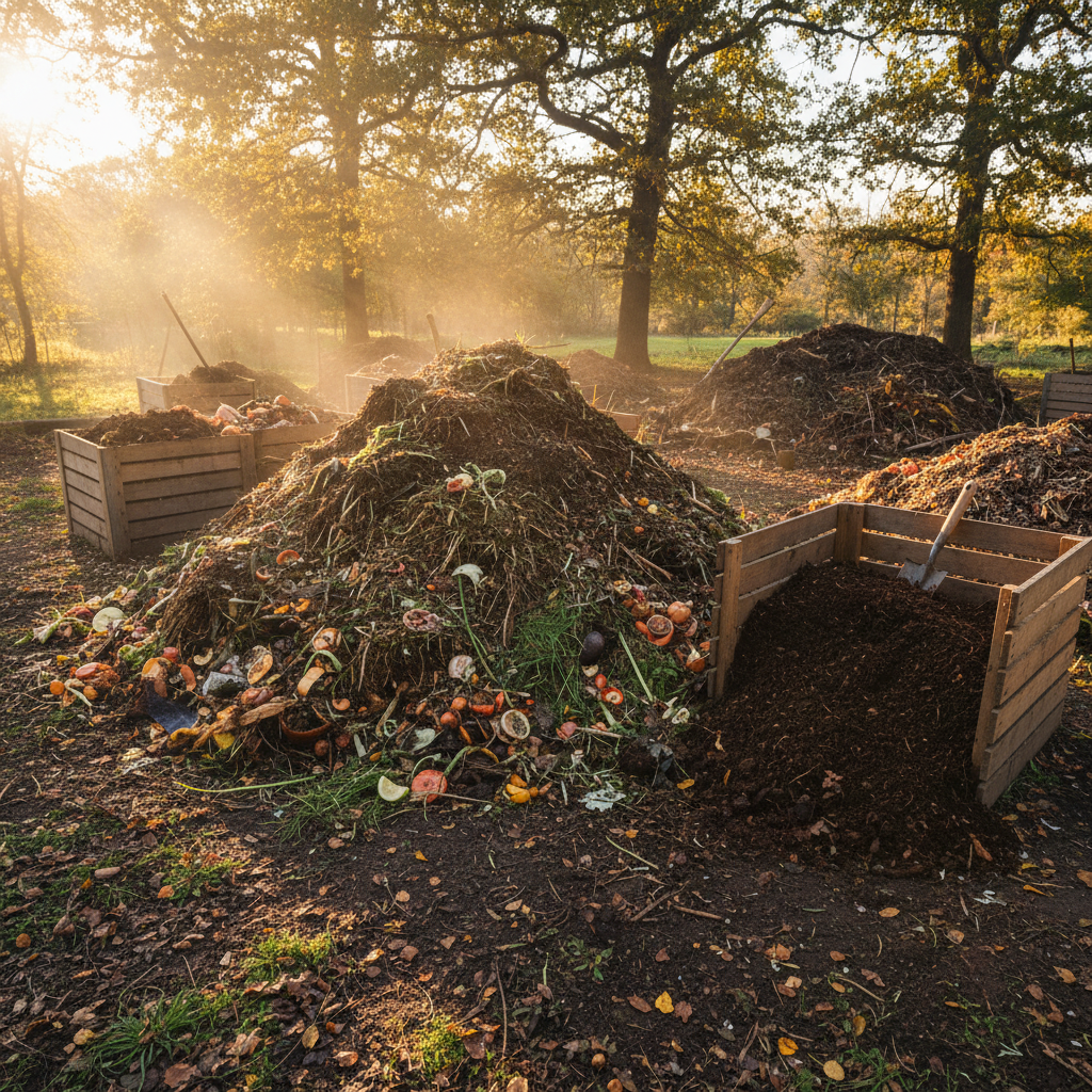 Dark organic compost fertilizer made from natural plant materials