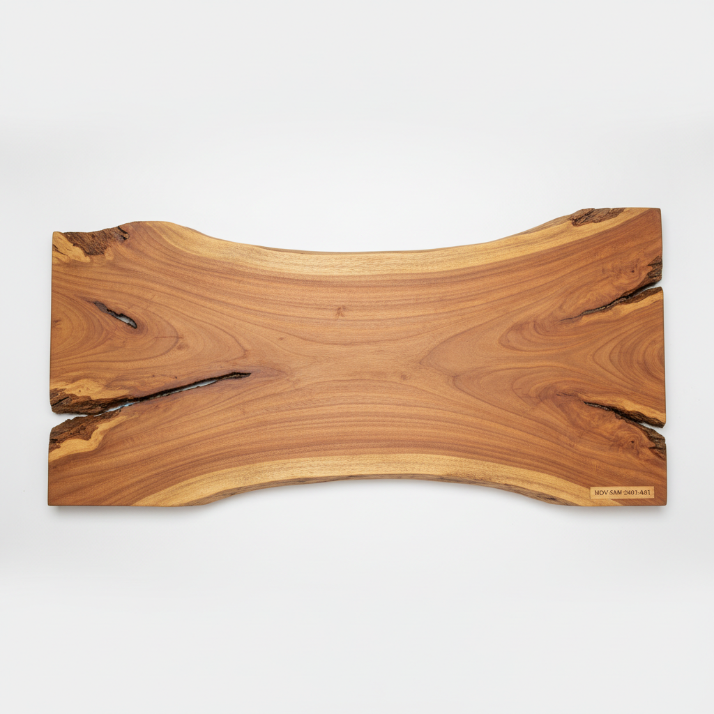 Slab de samán premium MVZ-01-001 - tablón de madera tropical seco en horno, veta natural visible