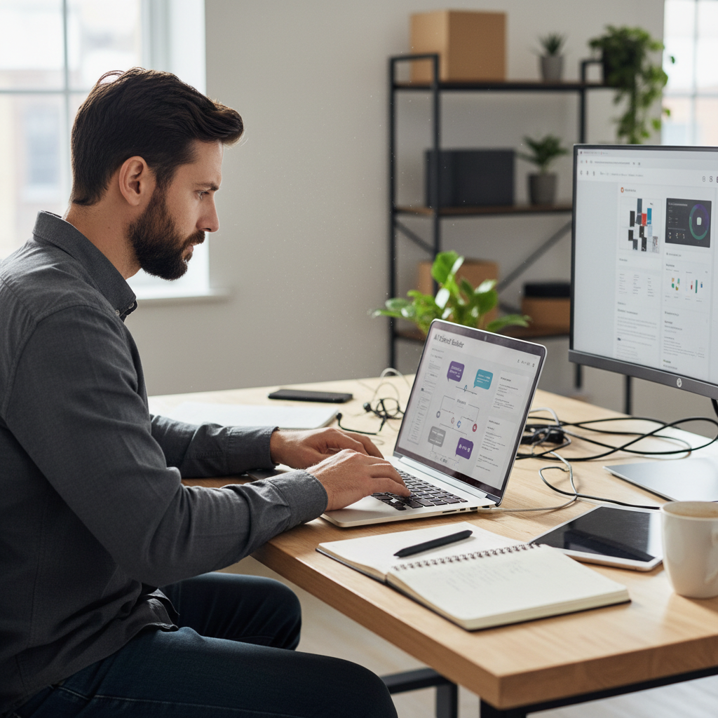 E-commerce store manager implementing AI chatbot for lead generation