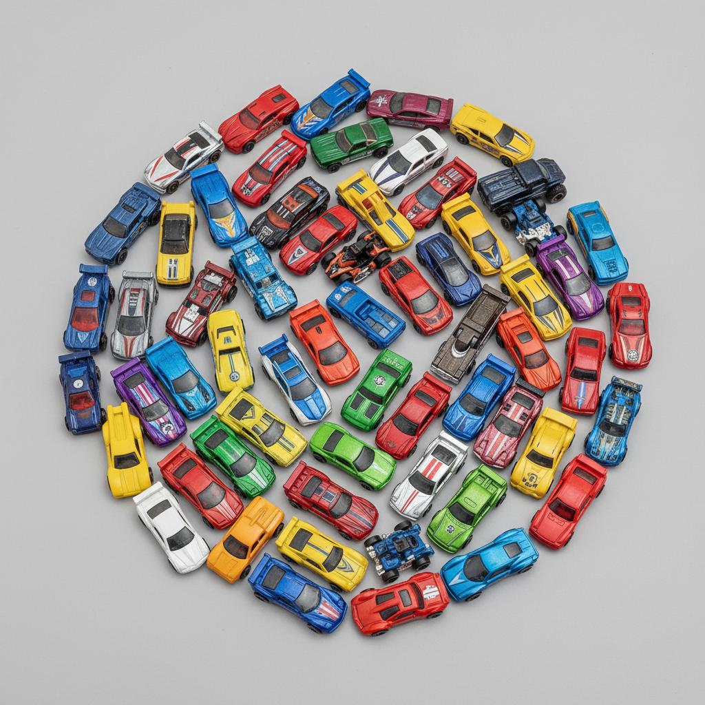 Large lot of 200 Hot Wheels die-cast cars in various colors and models, all in good condition
