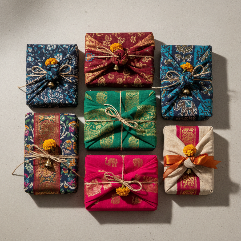 Beautiful handcrafted Indian home décor items including ceramic vases and woven textiles