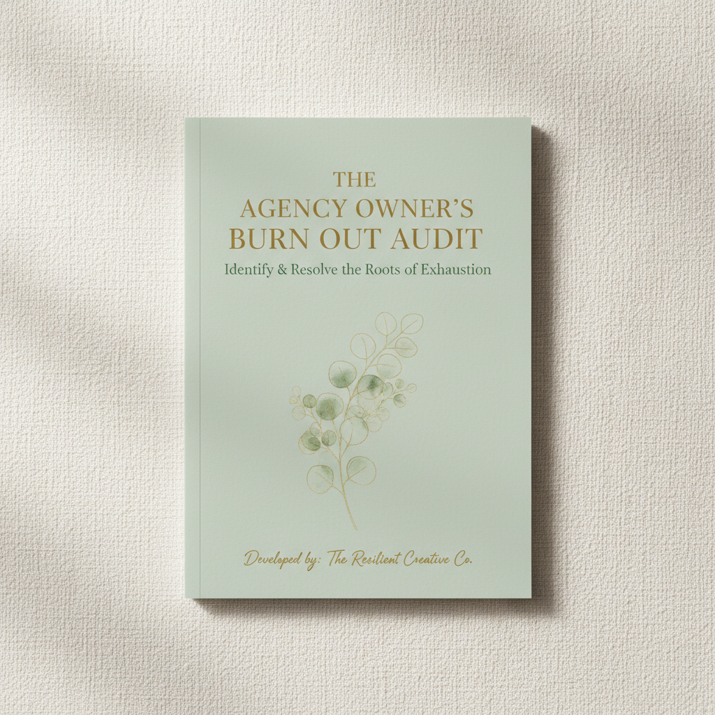 Agency Owner's Burnout Audit PDF cover — clean minimal design with botanical illustration on linen background