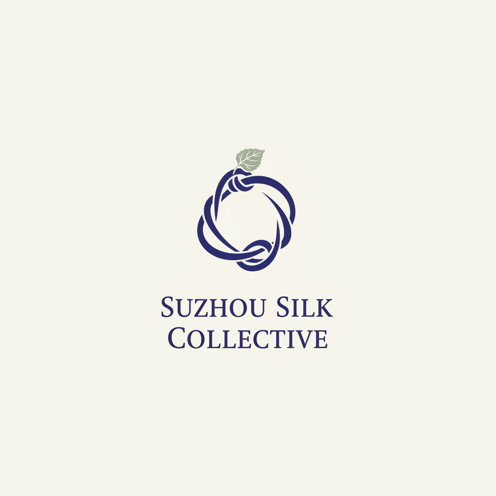 Suzhou Silk Collective supplier logo, minimal ivory background