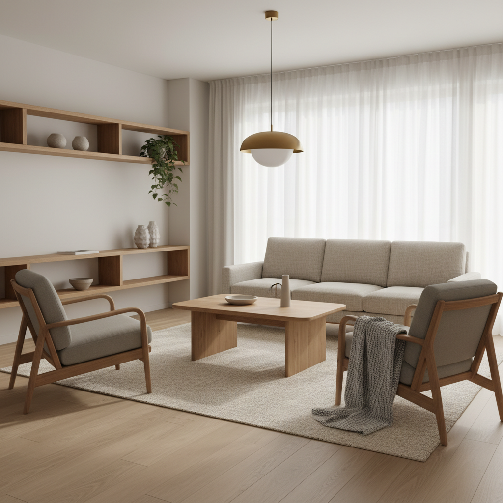 Elegant Lutron smart dimmer installed in minimalist Scandinavian interior with warm ambient lighting