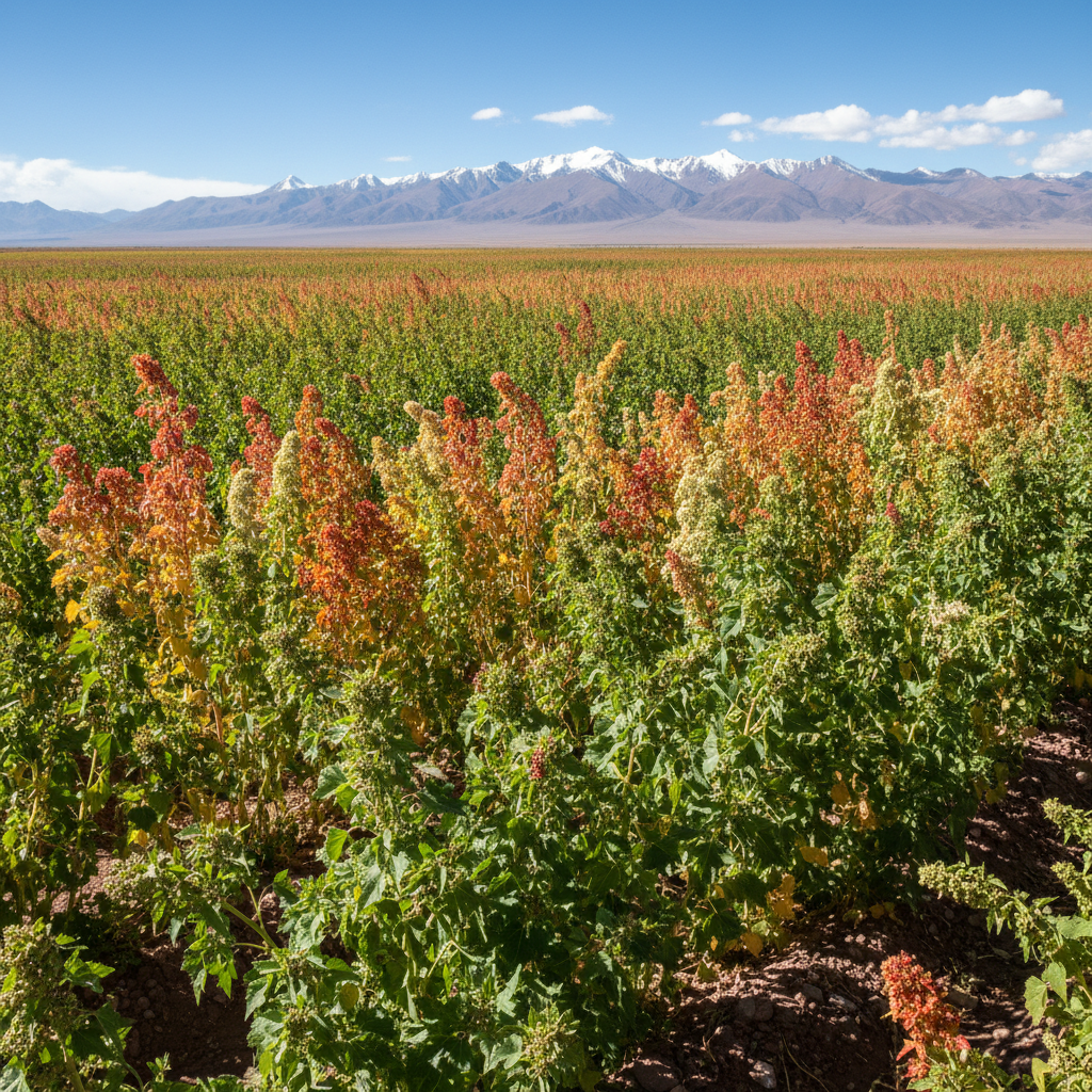 Quinoa plants growing on the Bolivian altiplano at high altitude