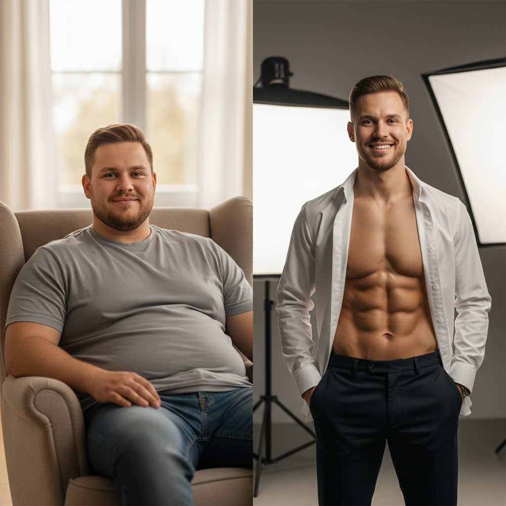 Fit man with defined muscles after 20-week transformation program