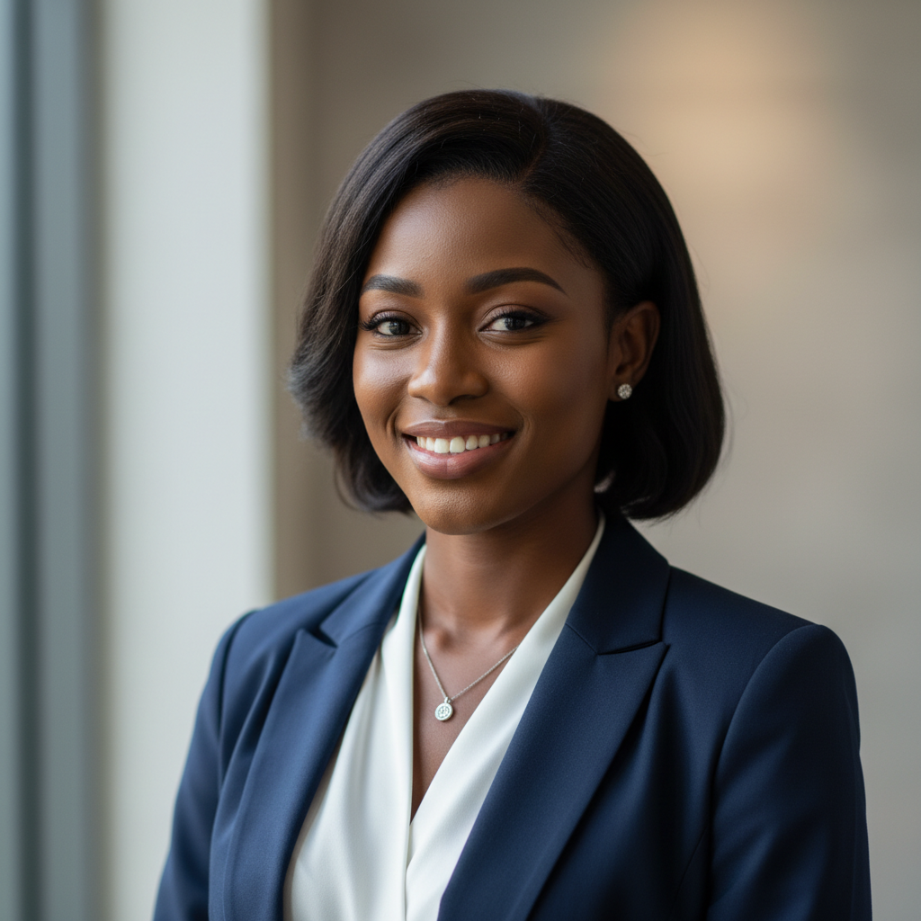 Professional Nigerian woman in office attire smiling